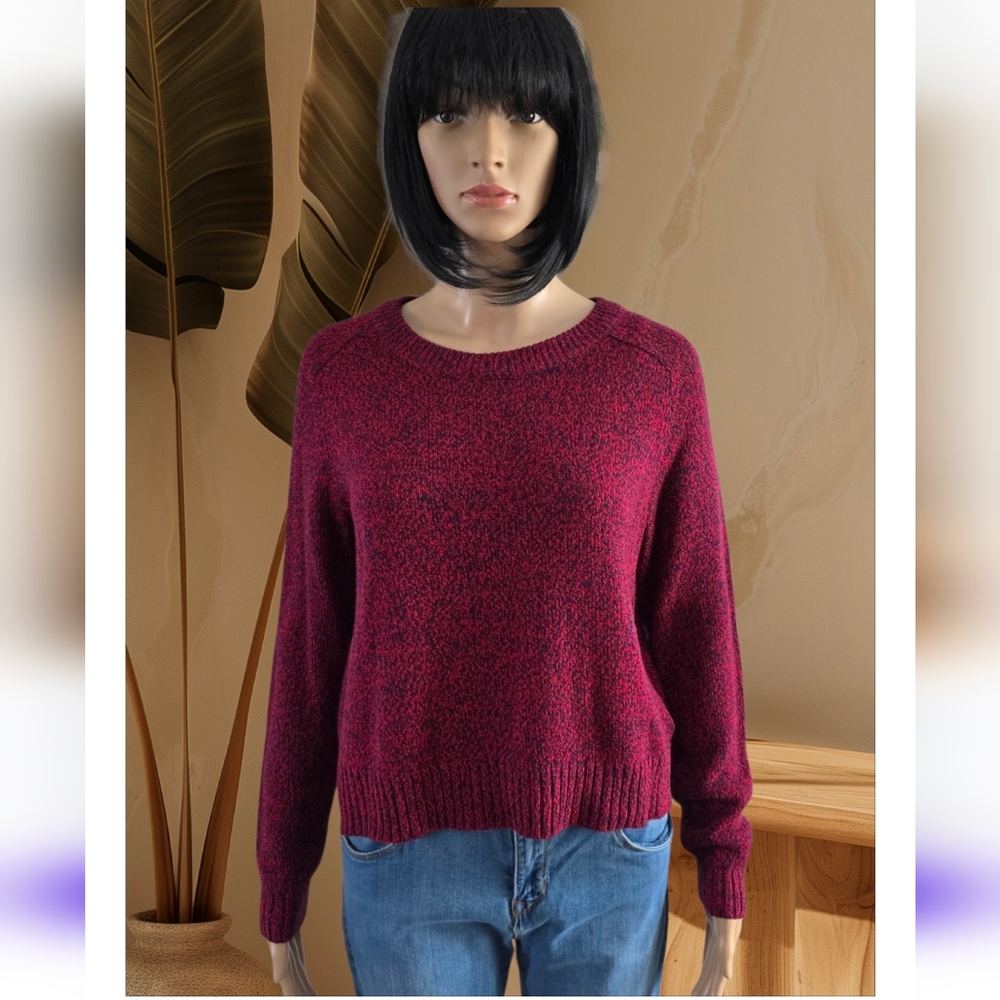 Divided long sleeves Red knit crop Sweater, size S